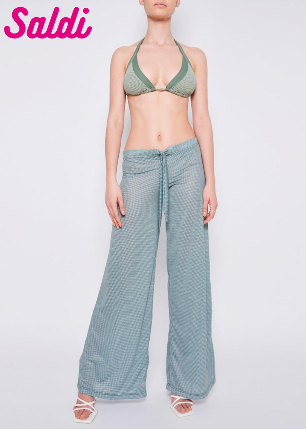 pantalone pois verde saldi